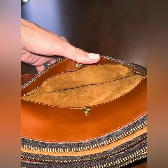 Patricia Nash Heritage Chambery Veg Tan Leather Crossbody Handbag Chain Strap - Picture 11 of 15